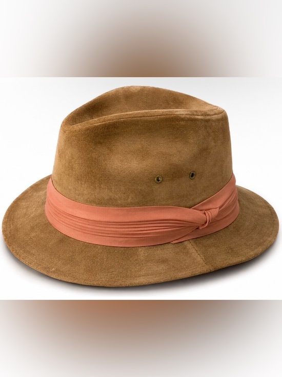 Borsalino Other - Vintage Borsalino Suede Safari Hat Mens 7 3/8 Tan Leather Band Italy